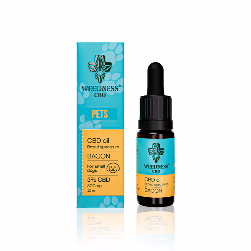 Weedness CBD Oil 3% per Cani di Piccola Taglia – Aroma Bacon, 10 ml